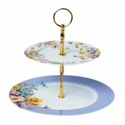 Katie Alice English Garden Two Tier Cake Stand - Elegant Tableware for Afternoon Tea & Special Occasions