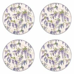 Cath Kidston Wisteria Set of 4 Cork Backed Round Placemats - Stylish Tableware for Dining