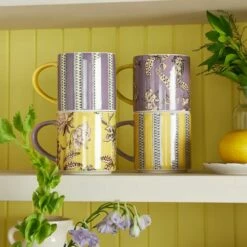 Cath Kidston Wisteria Set of 4 Stacking Mugs - Stylish Drinkware for Tea & Coffee -HARTS OF STUR Sales CKWSSTACKMUG4 Cath Kidston Wisteria Stacking Mugs 4 Pack 3