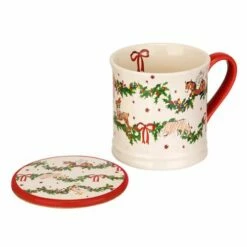 Cath Kidston Christmas Mug & Coaster Set - Festive Drinkware for Holidays -HARTS OF STUR Sales CKXAGMUGCST Cath Kidston Christmas Mug And Coaster Set 2