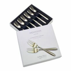 Arthur Price Monsoon Champagne Mirage Set of 6 Pastry Forks - Elegant Stainless Steel Cutlery