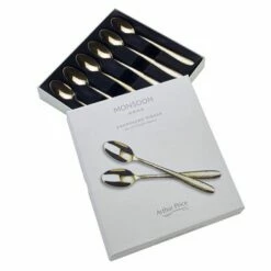 Arthur Price Monsoon Champagne Mirage Set of 6 Stainless Steel Sundae Spoons - Elegant Cutlery for Desserts