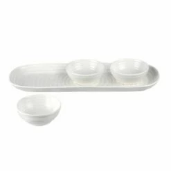 Sophie Conran White 3 Dip Bowls & Tray Set - Elegant Tableware for Sauces, Jams & Condiments