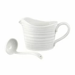 Sophie Conran White Sauce Jug & Mini Ladle Set - Elegant Tableware for Sauces, Jam & Condiments