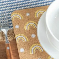 Creative Tops Cork Placemat Set Of 4 - Rainbow Design, Eco-Friendly Table Mats for Dining & Kitchen -HARTS OF STUR Sales CTPMCKRBOWPK4 Creative Tops Cork Placemat Set Of 4 Rainbow 5
