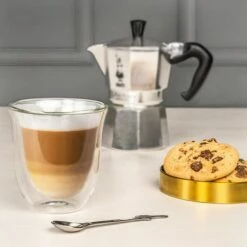 Bialetti Firenze Double Walled Flat White Glasses 200ml Set Of 2 - Elegant Drinkware for Coffee & Tea -HARTS OF STUR Sales DBW012 Firenze Double Walled Flat White Glasses 200ml Set of 2 2