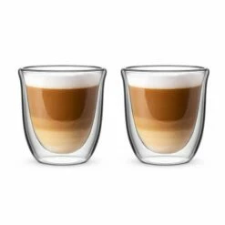 Bialetti Firenze Double Walled Flat White Glasses 200ml Set Of 2 - Elegant Drinkware for Coffee & Tea