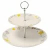 English Tableware Company Pressed Flowers 2 Tier Cake Stand - Elegant Tableware for Special Occasions -HARTS OF STUR Sales DD4816A01 English Tableware Company Pressed Flowers 2 Tier Cake Stand