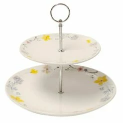 English Tableware Company Pressed Flowers 2 Tier Cake Stand - Elegant Tableware for Special Occasions