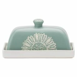 English Tableware Company Artisan Flower Butter Dish - Elegant Ceramic Butter Keeper for Dining