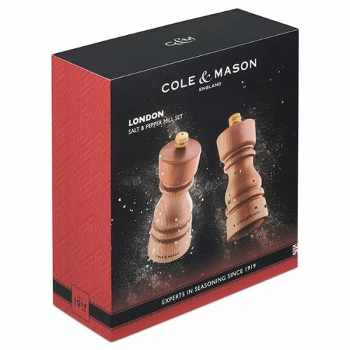 Cole & Mason London 13cm Natural Beech Salt & Pepper Gift Set - Premium Tableware 4 Cole & Mason London 13cm Natural Beech Salt & Pepper Gift Set - Premium Tableware - Image 2