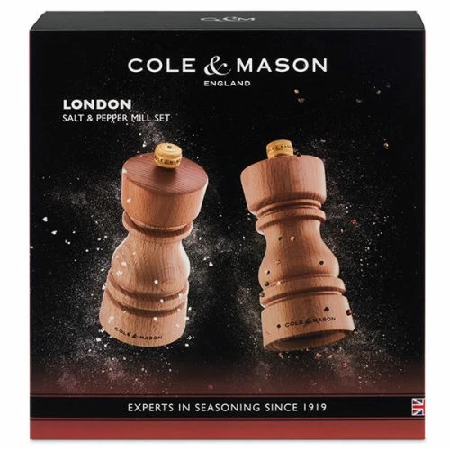 Cole & Mason London 13cm Natural Beech Salt & Pepper Gift Set - Premium Tableware 5 Cole & Mason London 13cm Natural Beech Salt & Pepper Gift Set - Premium Tableware - Image 3
