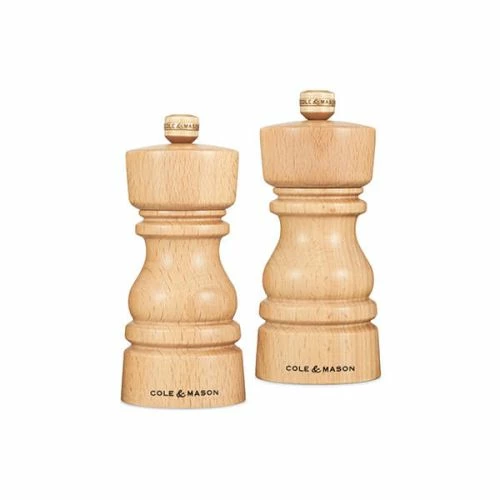 Cole & Mason London 13cm Natural Beech Salt & Pepper Gift Set - Premium Tableware 3 Cole & Mason London 13cm Natural Beech Salt & Pepper Gift Set - Premium Tableware