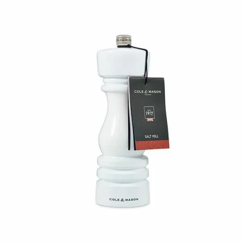 Cole & Mason London 18cm White Gloss Salt Mill - Premium Tableware for Modern Kitchens 4 Cole & Mason London 18cm White Gloss Salt Mill - Premium Tableware for Modern Kitchens - Image 2