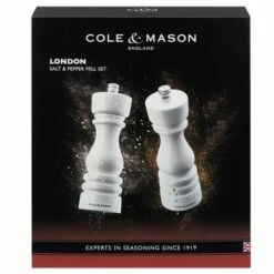 Cole & Mason London 18cm White Gloss Salt & Pepper Gift Set - Elegant Tableware -HARTS OF STUR Sales H233095 Cole Mason London 18cm White Gloss Gift Set 2