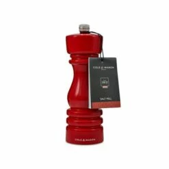 Cole & Mason London 18cm Red Gloss Salt Mill - Premium Tableware for Stylish Dining -HARTS OF STUR Sales H233099 Cole Mason London 18cm Red Gloss Salt Mill 1
