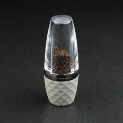 Cole & Mason Precision+ Stemless City Concrete Clear Pepper Mill With Gunmetal Band - Premium Tableware -HARTS OF STUR Sales H321804 Cole And Mason Stemless City Concrete Clear Gun Metal Pepper Mill 3