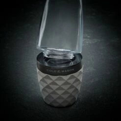 Cole & Mason Precision+ Stemless City Concrete Clear Salt Mill With Gunmetal Band - Premium Tableware -HARTS OF STUR Sales H321805 Cole And Mason Stemless City Concrete Clear Gun Metal Salt Mill 2