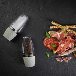 Cole & Mason Precision+ Stemless City Concrete Salt & Pepper Mill Gift Set with Gunmetal Band - Modern Tableware -HARTS OF STUR Sales H321806 Cole And Mason Stemless City Concrete Clear Gun Metal Gift Set 4