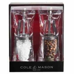 Cole & Mason Crystal Acrylic Precision Salt & Pepper Gift Set - Elegant Tableware for Gourmet Dining