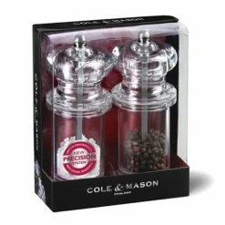 Cole & Mason 505 Salt & Pepper Set - Premium Stainless Steel Grinders with Adjustable Coarseness