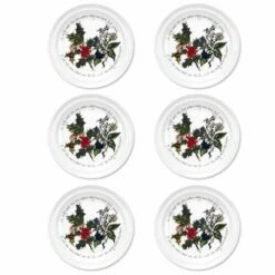 Portmeirion The Holly & The Ivy Set of 6 25cm Dinner Plates - Festive Tableware