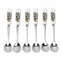 Portmeirion The Holly & The Ivy Set of 6 Tea Spoons - Elegant Cutlery for Tea Lovers