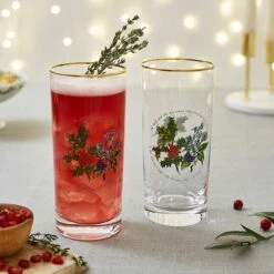 Portmeirion The Holly & The Ivy Set of 4 Highball Glasses - Festive Drinkware -HARTS OF STUR Sales HV5404XP The Holly And The Ivy by Portmeirion Hiball Glass Set of 4 2