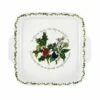 Portmeirion The Holly & The Ivy Square Handled Cake Plate | Festive Serveware -HARTS OF STUR Sales HV78044X The Holly And The Ivy by Portmeirion Square Handled Cake Plate