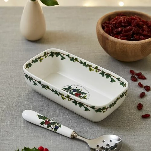 Portmeirion The Holly & The Ivy Cranberry Dish & Slotted Spoon - Festive Tableware Set 5 Portmeirion The Holly & The Ivy Cranberry Dish & Slotted Spoon - Festive Tableware Set - Image 3