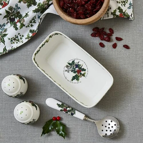 Portmeirion The Holly & The Ivy Cranberry Dish & Slotted Spoon - Festive Tableware Set 6 Portmeirion The Holly & The Ivy Cranberry Dish & Slotted Spoon - Festive Tableware Set - Image 4