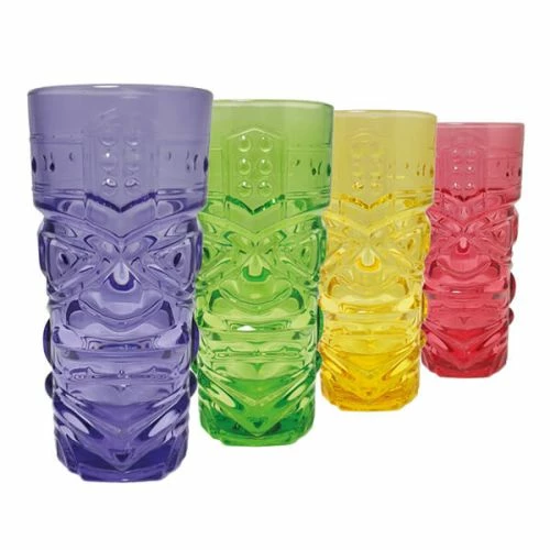 Bar Bespoke Coloured Tiki Highball Glass 4 Pack - Vibrant Drinkware Set for Cocktails & Beverages 3 Bar Bespoke Coloured Tiki Highball Glass 4 Pack - Vibrant Drinkware Set for Cocktails & Beverages