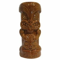 Bar Bespoke Tiki Mugs 2 Pack - Brown & Red Ceramic Drinkware Set -HARTS OF STUR Sales JERTKMG2BR Bar Bespoke Tiki Mugs Brown Red 1