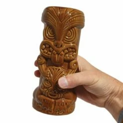 Bar Bespoke Tiki Mugs 2 Pack - Brown & Red Ceramic Drinkware Set -HARTS OF STUR Sales JERTKMG2BR Bar Bespoke Tiki Mugs Brown Red 2