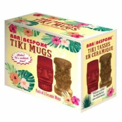 Bar Bespoke Tiki Mugs 2 Pack - Brown & Red Ceramic Drinkware Set -HARTS OF STUR Sales JERTKMG2BR Bar Bespoke Tiki Mugs Brown Red 5