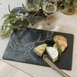 The Just Slate Company Stag Slate Cheese Board & Knife Gift Set - Elegant Serveware for Cheese Lovers 8 The Just Slate Company Stag Slate Cheese Board & Knife Gift Set - Elegant Serveware for Cheese Lovers -HARTS OF STUR Sales JSCBGSS Just Slate Company Stag Cheese Board Knife Set 2