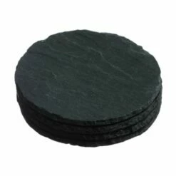 Set of 4 Round Slate Coasters by The Just Slate Company | Premium Tableware -HARTS OF STUR Sales JSCO4B Just Slate Company Round Slate Coasters 1
