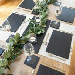 Set of 4 Premium Square Slate Coasters by The Just Slate Company - Durable & Stylish Tableware -HARTS OF STUR Sales JSCS4B Just Slate Company Square Slate Coasters 3