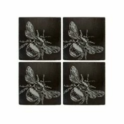 Set of 4 Bee Slate Coasters by The Just Slate Company | Premium Tableware