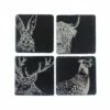 Set of 4 Country Animals Slate Coasters by The Just Slate Company | Premium Tableware -HARTS OF STUR Sales JSCS4CA Just Slate Company Country Animals Slate Coasters