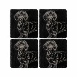 Set of 4 Dachshund Slate Coasters by The Just Slate Company | Premium Tableware