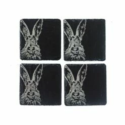 Set of 4 Hare Slate Coasters by The Just Slate Company | Premium Tableware