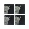 Set of 4 Highland Cow Slate Coasters by The Just Slate Company | Premium Tableware 1 Set of 4 Highland Cow Slate Coasters by The Just Slate Company | Premium Tableware -HARTS OF STUR Sales JSCS4HC Just Slate Company Highland Cow Slate Coasters