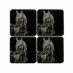 Set of 4 Horse Portrait Slate Coasters by The Just Slate Company | Elegant Tableware