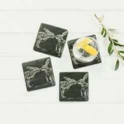 Set of 4 Kissing Hares Slate Coasters by The Just Slate Company | Elegant Tableware -HARTS OF STUR Sales JSCS4KH Just Slate Company Kissing Hares Slate Coasters 3
