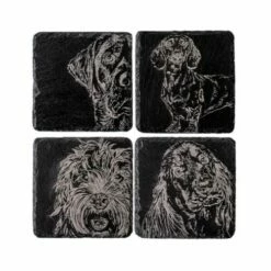 Set of 4 Mixed Dog Slate Coasters by The Just Slate Company | Durable Tableware for Pet Lovers