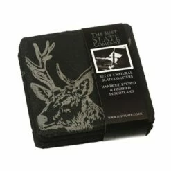 Set of 4 Stag Slate Coasters by The Just Slate Company | Elegant Tableware -HARTS OF STUR Sales JSCS4S Just Slate Company Stag Slate Coasters 1