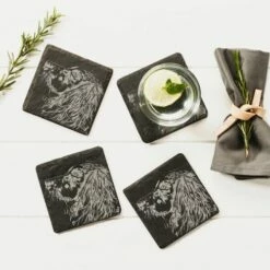 Set of 4 Spaniel Slate Coasters by The Just Slate Company | Premium Tableware -HARTS OF STUR Sales JSCS4SP Just Slate Company Spaniel Slate Coasters 2