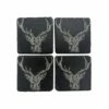 Set of 4 Stag Prince Slate Coasters by The Just Slate Company | Elegant Tableware -HARTS OF STUR Sales JSCS4STP Just Slate Company Stag Prince Slate Coasters