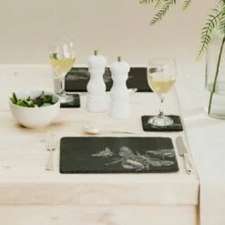 The Just Slate Company Bee Slate Coaster & Placemat Set - Elegant Tableware for Home & Dining -HARTS OF STUR Sales JSPMCB Just Slate Company Bee Slate Coaster Place Mat Set 2